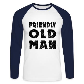 Old Man - Unisex Baseballshirt langarm - Weiß/Navy - Vorne - Nik (191cm)