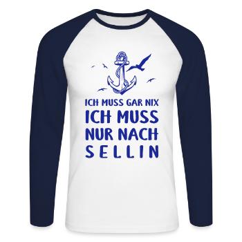 Rügen Ich Muss Garnix Ich Muss Nur Nach Sellin Ank - Unisex Baseballshirt langarm - Weiß/Navy - Vorne - Nik (191cm)