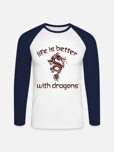 Dragon Dragon - T-shirt baseball manches longues Homme - blanc/marine