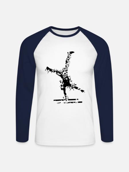 Calisthenics Design - Unisex Long Sleeve Baseball T-Shirt - white/navy