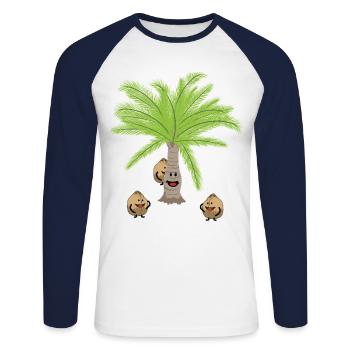 Cocotiers Noix Noix Botanique - T-shirt baseball manches longues Homme - blanc/marine - Devant - Nik (191cm)
