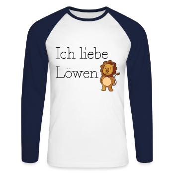 Löwe - Unisex Baseballshirt langarm - Weiß/Navy - Vorne - Nik (191cm)
