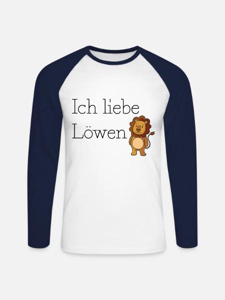 Löwe - Unisex Baseballshirt langarm - Weiß/Navy