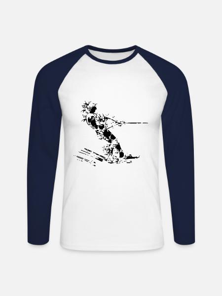 Water ski design - Unisex Long Sleeve Baseball T-Shirt - white/navy