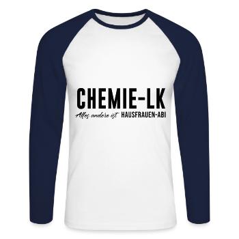 Chemie LK Alles andere ist Hausfrauen Abi - Unisex Baseballshirt langarm - Weiß/Navy - Vorne - Nik (191cm)