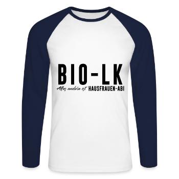 Bio LK Alles andere ist Hausfrauen Abi - Unisex Baseballshirt langarm - Weiß/Navy - Vorne - Nik (191cm)