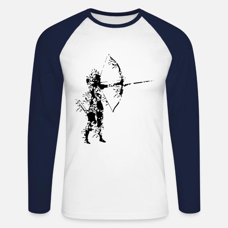 Bogenschießen cool - Unisex Baseballshirt langarm - Weiß/Navy
