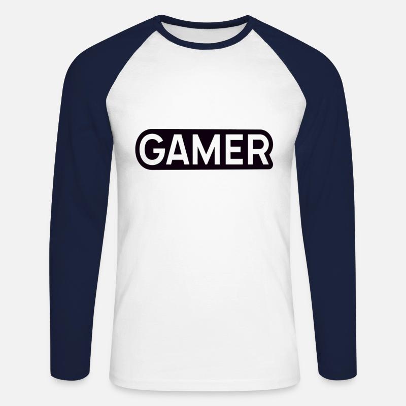 Gaming - Unisex Baseballshirt langarm - Weiß/Navy