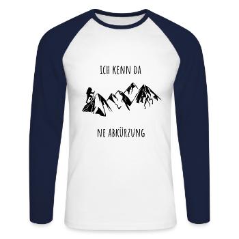 Wandern Abkürzung - Unisex Baseballshirt langarm - Weiß/Navy - Vorne - Nik (191cm)