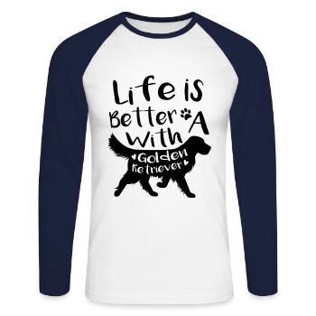 Golden retriever heart - Unisex Long Sleeve Baseball T-Shirt - white/navy - Front - Nik (191cm)