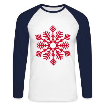 Red Snowflake Merry Christmas Gift Adultes & Enfants - T-shirt baseball manches longues Homme - blanc/marine - Devant - Nik (191cm)