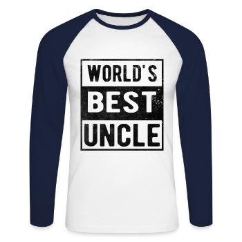 World's best uncle - Unisex Long Sleeve Baseball T-Shirt - white/navy - Front - Nik (191cm)