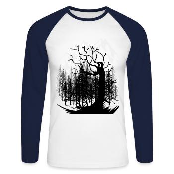 Natur Wildnis Gebirge Wild Wald Umwelt Naturschutz - Unisex Baseballshirt langarm - Weiß/Navy - Vorne - Nik (191cm)