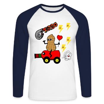 Peanut Fantasy Kids Play Car Driving Turbo - Unisex Long Sleeve Baseball T-Shirt - white/navy - Front - Nik (191cm)