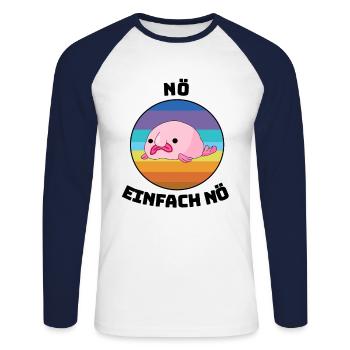 Blobfisch Tauchen Tier Meereskreatur Squad Fisch - Unisex Baseballshirt langarm - Weiß/Navy - Vorne - Nik (191cm)