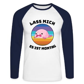 Blobfisch Tauchen Tier Meereskreatur Squad Fisch - Unisex Baseballshirt langarm - Weiß/Navy - Vorne - Nik (191cm)