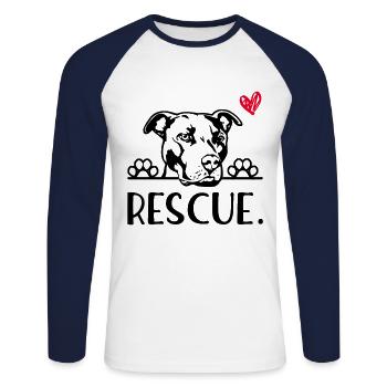 Pit Bull Rettung Pitbull süße Puppie Geschenk - Unisex Baseballshirt langarm - Weiß/Navy - Vorne - Nik (191cm)