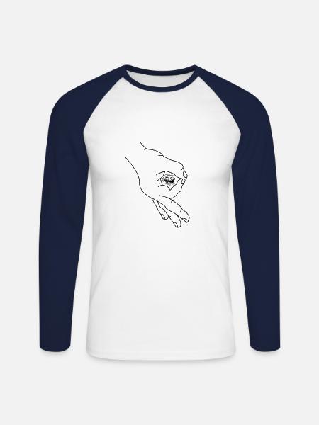 Kiggede ind på Retro Memes - Langærmet herre-baseballshirt - hvid/marineblå