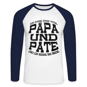 Papa Godfather - Unisex Long Sleeve Baseball T-Shirt - white/navy - Front - Nik (191cm)