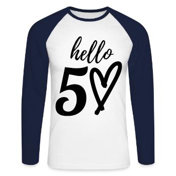 50th birthday - Unisex Long Sleeve Baseball T-Shirt - white/navy - Front - Nik (191cm)