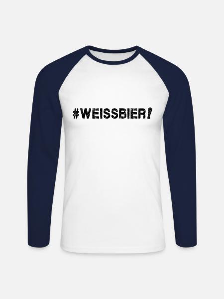 Weißbier - Unisex Baseballshirt langarm - Weiß/Navy