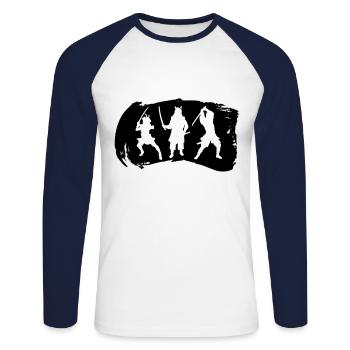 samurai - Unisex Long Sleeve Baseball T-Shirt - white/navy - Front - Nik (191cm)