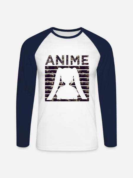 Anime Geschenk - Unisex Baseballshirt langarm - Weiß/Navy