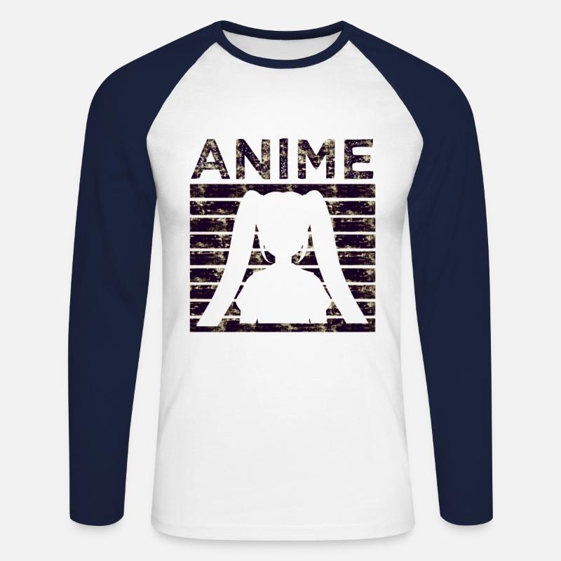 Anime Geschenk - Unisex Baseballshirt langarm - Weiß/Navy
