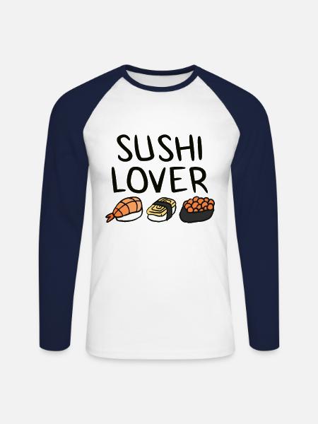 Sushi - Unisex Baseballshirt langarm - Weiß/Navy