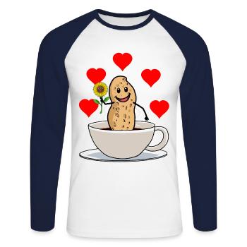 Good morning peanut coffee cup flower breakfast - Unisex Long Sleeve Baseball T-Shirt - white/navy - Front - Nik (191cm)