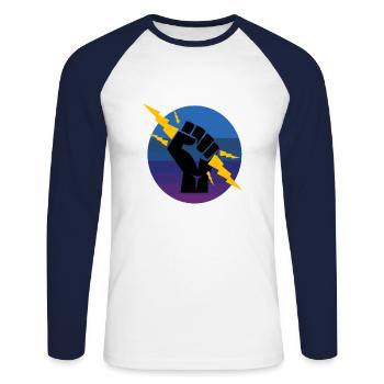 Électricien électricien Vintage Retro Premium - T-shirt baseball manches longues Homme - blanc/marine - Devant - Nik (191cm)