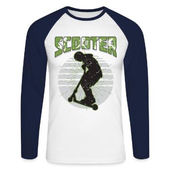 Scooter Stuntscooter Stunt Roller - Unisex Baseballshirt langarm - Weiß/Navy - Vorne - Nik (191cm)