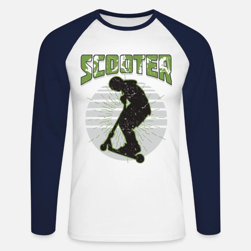 Scooter Stuntscooter Stunt Roller - Unisex Baseballshirt langarm - Weiß/Navy