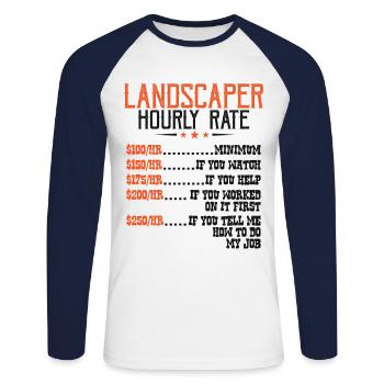 Jardin jardinier paysagiste - T-shirt baseball manches longues Homme - blanc/marine - Devant - Nik (191cm)