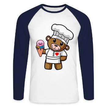 Teddy Cream Pastry Chef Candy Cream Shop Kid - Unisex Long Sleeve Baseball T-Shirt - white/navy - Front - Nik (191cm)