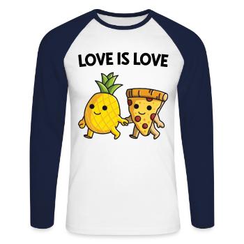 Love Is Love Hawaiian Pizza - Unisex Long Sleeve Baseball T-Shirt - white/navy - Front - Nik (191cm)