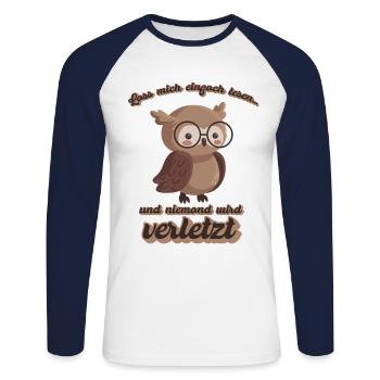 Lass mich einfach lesen und niemand wird verletzt - Unisex Baseballshirt langarm - Weiß/Navy - Vorne - Nik (191cm)