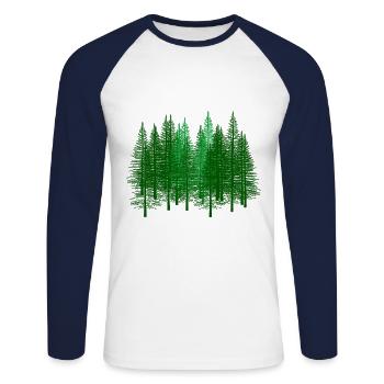 Forest Forests Forester Hunter Gift Idea Fir Tree - Unisex Long Sleeve Baseball T-Shirt - white/navy - Front - Nik (191cm)