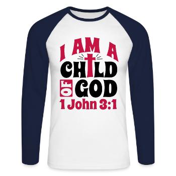 Christlicher Bibelvers Religion Kreuz - Unisex Baseballshirt langarm - Weiß/Navy - Vorne - Nik (191cm)