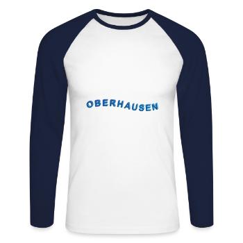 Oberhausen Welle - Unisex Baseballshirt langarm - Weiß/Navy - Vorne - Nik (191cm)