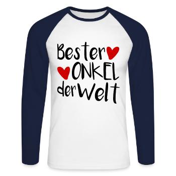 Bester Onkel - Unisex Baseballshirt langarm - Weiß/Navy - Vorne - Nik (191cm)