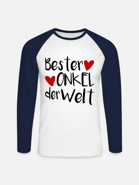 Bester Onkel - Unisex Baseballshirt langarm - Weiß/Navy