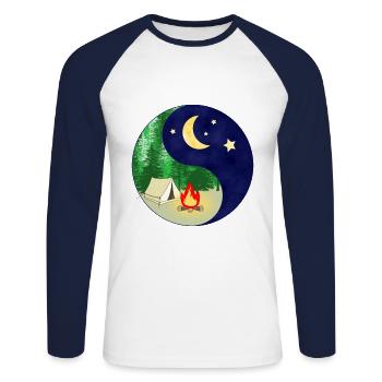 Forest Hiking Tents Yin Yang - Unisex Long Sleeve Baseball T-Shirt - white/navy - Front - Nik (191cm)