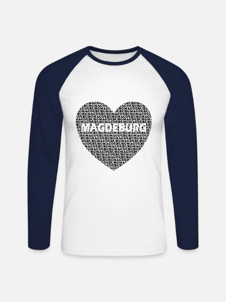 Magdeburg Herz - Unisex Baseballshirt langarm - Weiß/Navy