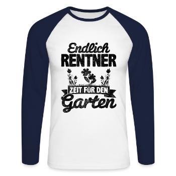Gärtner Endlich Rentner Zeit Für Den Garten Garten - Unisex Baseballshirt langarm - Weiß/Navy - Vorne - Nik (191cm)