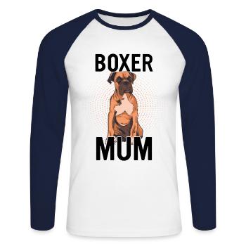 Boxer Dog Dog Mum - Unisex Long Sleeve Baseball T-Shirt - white/navy - Front - Nik (191cm)