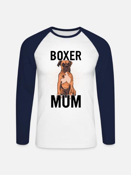 Boxer Dog Dog Mum - Unisex Long Sleeve Baseball T-Shirt - white/navy