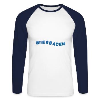 Wiesbaden Welle - Unisex Baseballshirt langarm - Weiß/Navy - Vorne - Nik (191cm)
