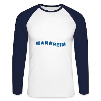 Mannheim Welle - Unisex Baseballshirt langarm - Weiß/Navy - Vorne - Nik (191cm)