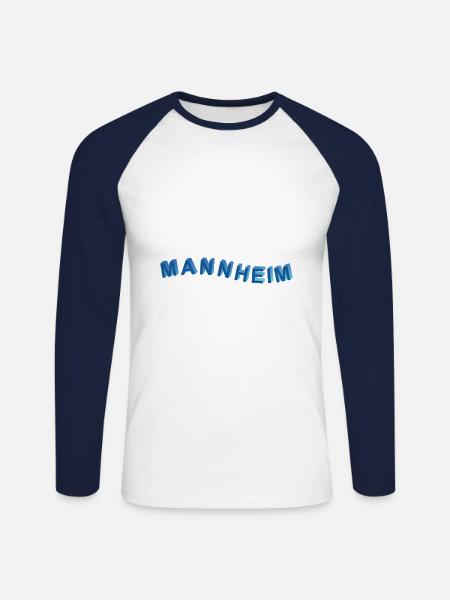 Mannheim Welle - Unisex Baseballshirt langarm - Weiß/Navy